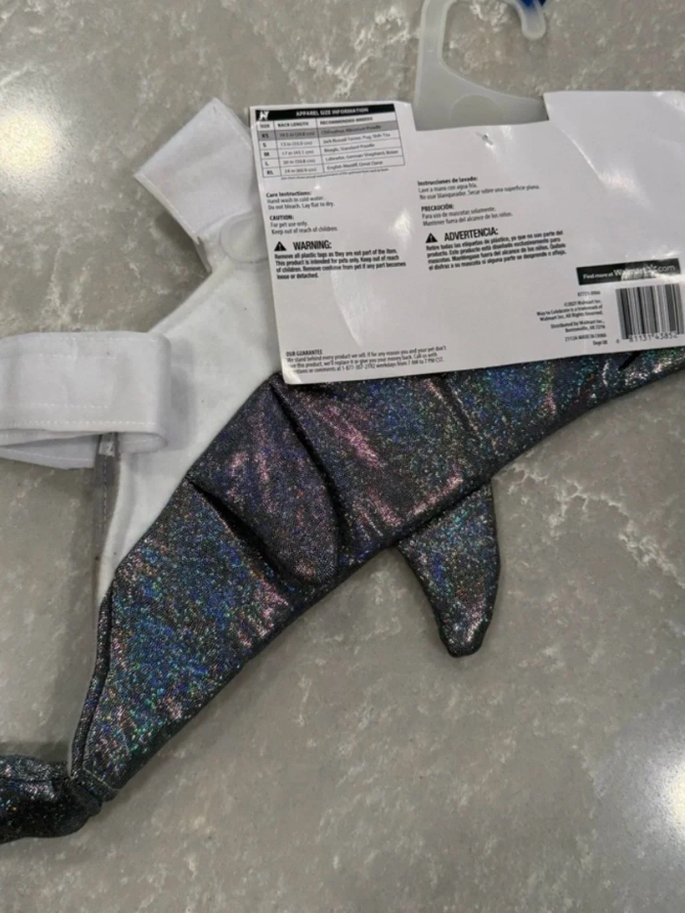 Way to Celebrate Halloween Shark Dog Costume XS Holographic NWT
